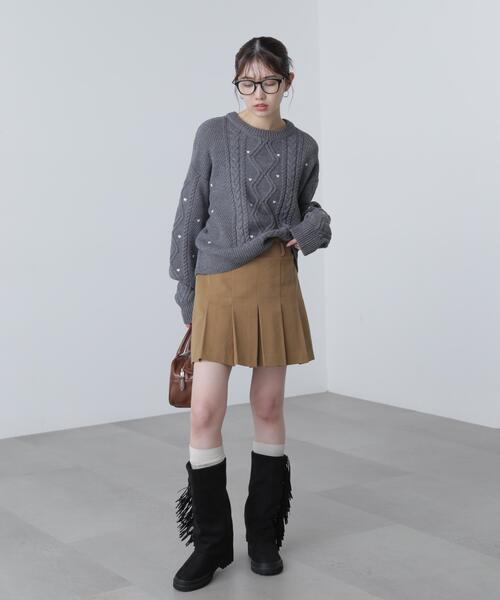 FREE'S MART（フリーズマート）の「◆ハート刺繍ケーブルニット（ニット/セーター・レディース・グレー/ホワイト/レッド・FREE）」の10枚目の写真