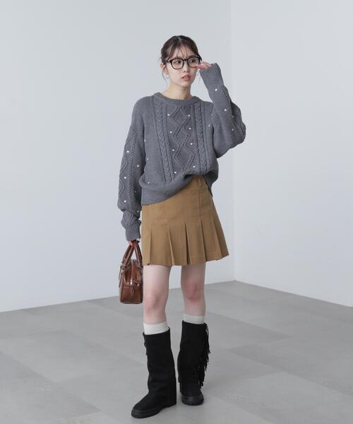 FREE'S MART（フリーズマート）の「◆ハート刺繍ケーブルニット（ニット/セーター・レディース・グレー/ホワイト/レッド・FREE）」の11枚目の写真