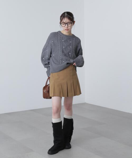 FREE'S MART（フリーズマート）の「◆ハート刺繍ケーブルニット（ニット/セーター・レディース・グレー/ホワイト/レッド・FREE）」の12枚目の写真