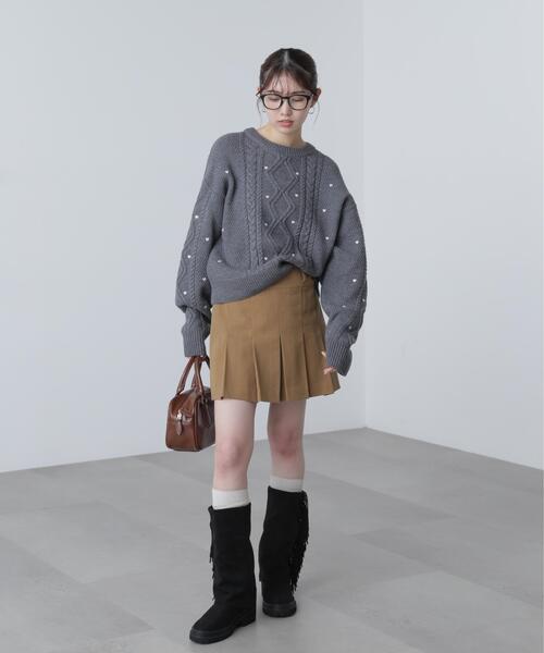 FREE'S MART（フリーズマート）の「◆ハート刺繍ケーブルニット（ニット/セーター・レディース・グレー/ホワイト/レッド・FREE）」の13枚目の写真