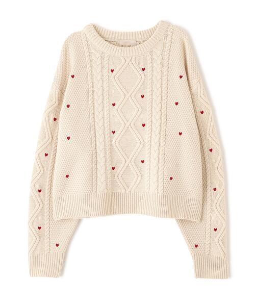 FREE'S MART（フリーズマート）の「◆ハート刺繍ケーブルニット（ニット/セーター・レディース・グレー/ホワイト/レッド・FREE）」の16枚目の写真