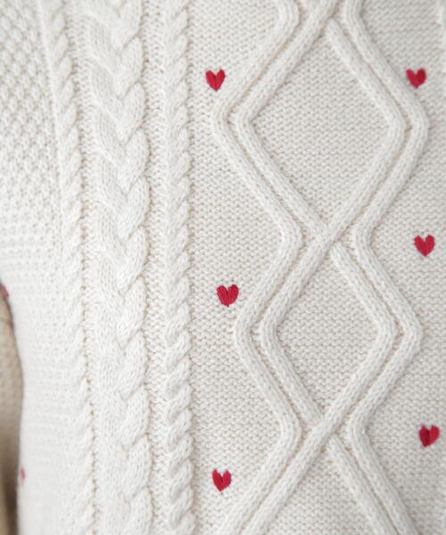 FREE'S MART(フリーズマート)の「◆ハート刺繍ケーブルニット(ニット/セーター・レディース・グレー/ホワイト/レッド・FREE)」の15枚目の写真