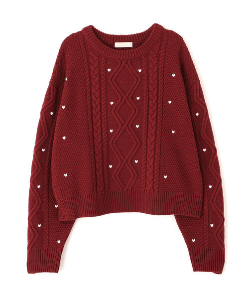 FREE'S MART(フリーズマート)の「◆ハート刺繍ケーブルニット(ニット/セーター・レディース・グレー/ホワイト/レッド・FREE)」の16枚目の写真