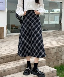 Aラインチェックミディスカート