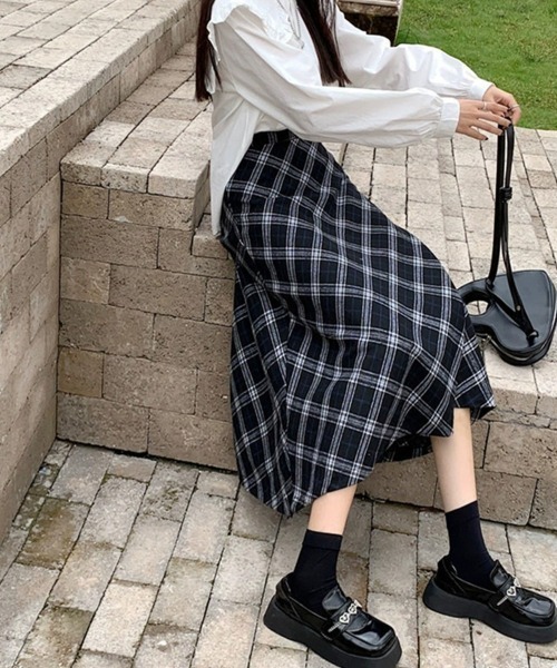 SallyLunn(サリーラン)の「Aラインチェックミディスカート(スカート・レディース・ブラック・LARGE/MEDIUM/SMALL)」の12枚目の写真