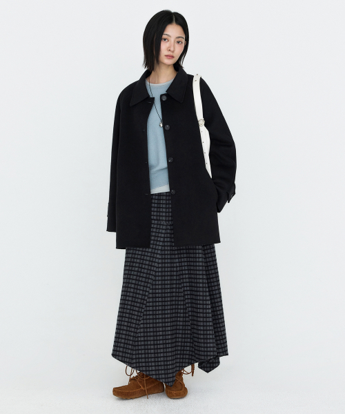 MONGDOL(モンドル)の「カシミヤウールハンドメイドハーフコートブラックMDCT013BLACK(チェスターコート・レディース・その他・F)」の6枚目の写真