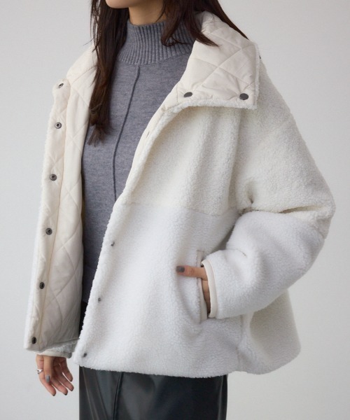 AZUL by moussy（アズールバイマウジー）の「リバーシブルキルティングボアブルゾン（ブルゾン・レディース・アイボリー/ブラック/ブラウン・SMALL/MEDIUM）」の2枚目の写真