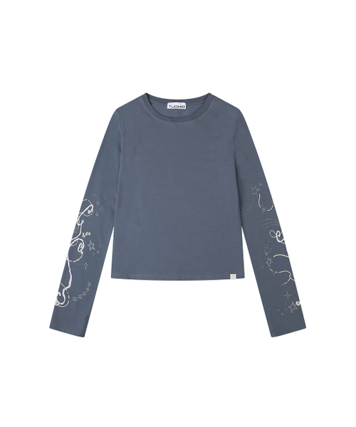 TUOMIO（トゥオミオ）の「DRAWING LONG SLEEVES [DUSTY BLUE]（Tシャツ/カットソー・レディース・その他・1/2）」の2枚目の写真