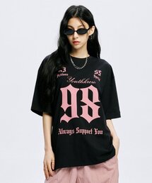 YOUTHKREW | YK スポーティビッグナンバーラウンドボクシティ-ブラック(Tシャツ/カットソー)