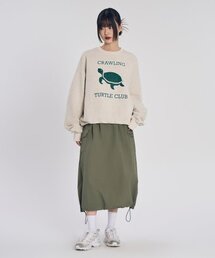 ナイロンカーゴロングスカート_カーキ