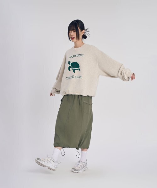 SLOW RECORD HOUSE(スローレコードハウス)の「ナイロンカーゴロングスカート_カーキ(スカート・レディース・その他・OS)」の8枚目の写真