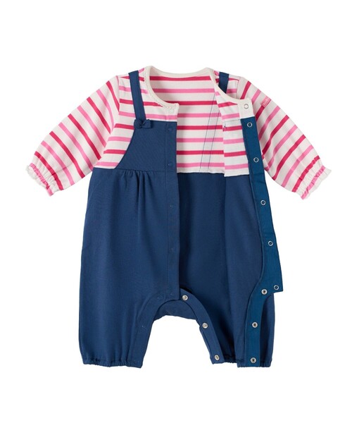 オーバーオール重ね着風 7分丈カバーオール