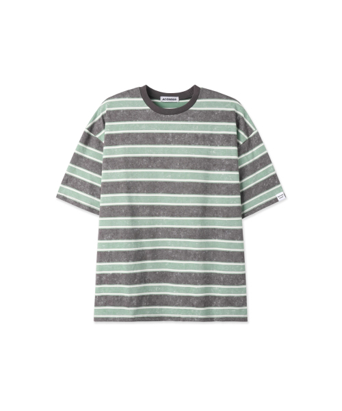 APOSTROPHE COMMA(アポストロフィコンマ)の「ソルトウォッシングストライプ半袖Tシャツ_ミント(Tシャツ/カットソー・メンズ・その他・LARGE/MEDIUM/SMALL)」の2枚目の写真