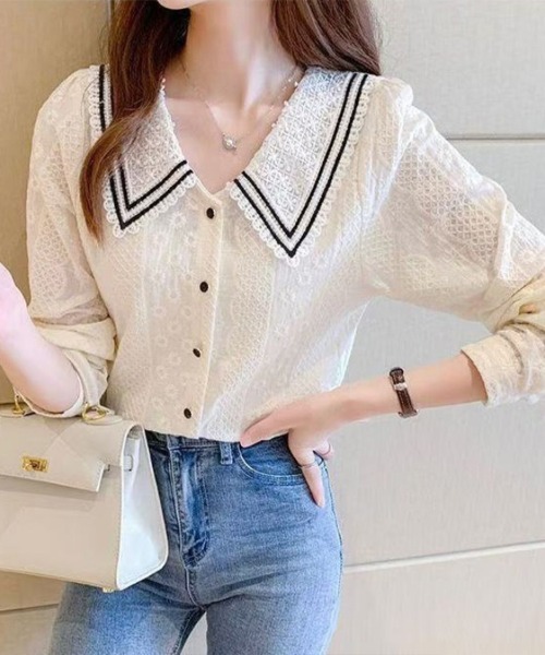 Flugge(フラッジー)の「ビッグカラーレースブラウス(シャツ/ブラウス・レディース・ホワイト・LARGE/MEDIUM)」の4枚目の写真