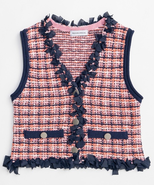MAISON SPECIAL(メゾンスペシャル)の「Tweed Knit Vest/ツイードニットベスト(ベスト・レディース・ピンク/ブルー/ブラック・FREE)」の21枚目の写真