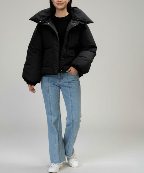 Per sist ence（パーシエンス）の「スタンドカラーノンキルト中綿ブルゾン（ダウンジャケット/コート・レディース・ブラック/ブラウン/ベージュ系・ONE SIZE）」の10枚目の写真