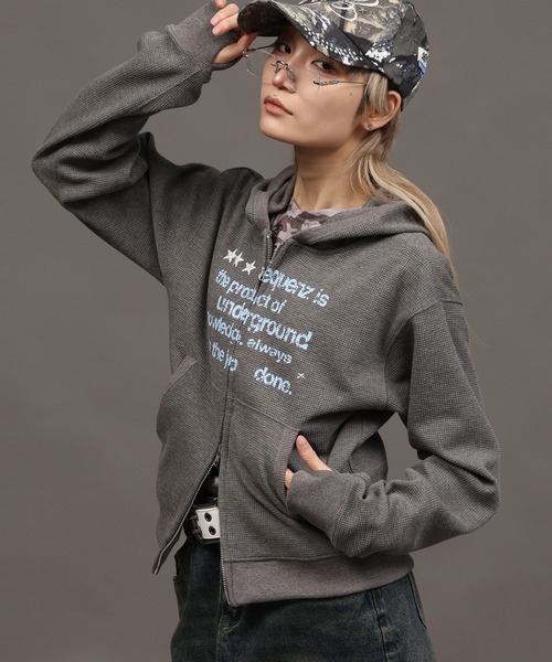 SEQUENZ(シークエンズ)の「【SEQUENZ/シークエンズ】THERMAL LADIES ZIP UP(パーカー・メンズ・ブラック/杢グレー/ピンク・FREE)」の2枚目の写真