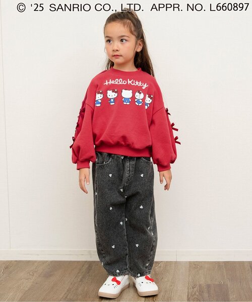 sanrio（サンリオ）の「【ハローキティ】　サイドリボントレーナー（スウェット・キッズ・アイボリー/レッド・80/90/100/110/120/130/140）」の3枚目の写真