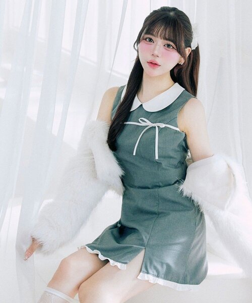 OLIVE des OLIVE（オリーブデオリーブ）の「【Belle Charme】Pure Ribbon Mini Dress（ドレス・レディース・ブラック/トップグレー・FREE）」の2枚目の写真