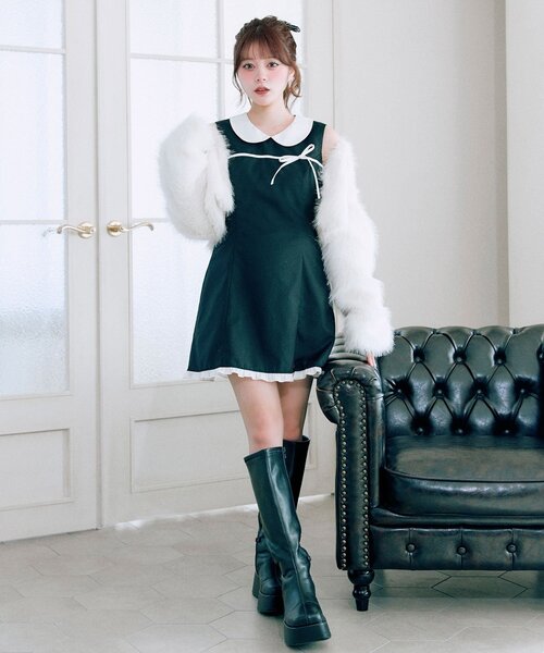 OLIVE des OLIVE（オリーブデオリーブ）の「【Belle Charme】Pure Ribbon Mini Dress（ドレス・レディース・ブラック/トップグレー・FREE）」の3枚目の写真