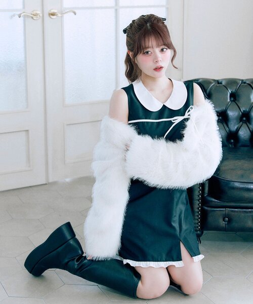 OLIVE des OLIVE（オリーブデオリーブ）の「【Belle Charme】Pure Ribbon Mini Dress（ドレス・レディース・ブラック/トップグレー・FREE）」の4枚目の写真