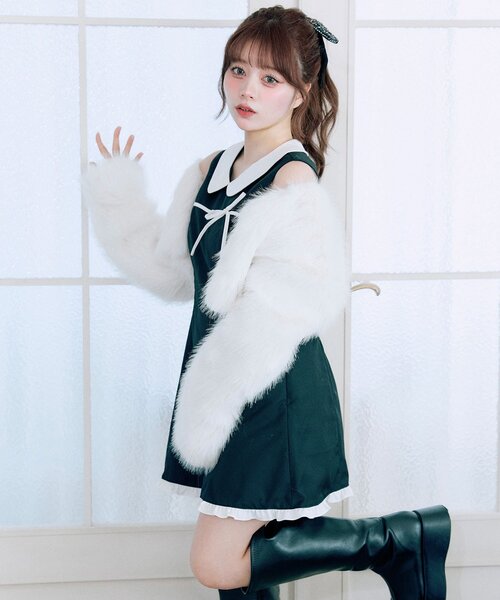 OLIVE des OLIVE（オリーブデオリーブ）の「【Belle Charme】Pure Ribbon Mini Dress（ドレス・レディース・ブラック/トップグレー・FREE）」の6枚目の写真