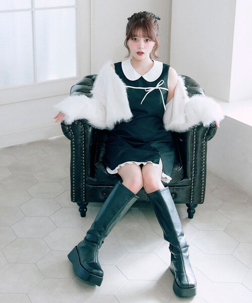 OLIVE des OLIVE（オリーブデオリーブ）の「【Belle Charme】Pure Ribbon Mini Dress（ドレス・レディース・ブラック/トップグレー・FREE）」の7枚目の写真