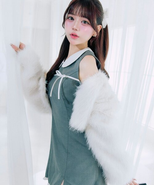 OLIVE des OLIVE（オリーブデオリーブ）の「【Belle Charme】Pure Ribbon Mini Dress（ドレス・レディース・ブラック/トップグレー・FREE）」の11枚目の写真