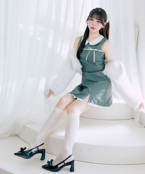 OLIVE des OLIVE（オリーブデオリーブ）の「【Belle Charme】Pure Ribbon Mini Dress（ドレス・レディース・ブラック/トップグレー・FREE）」の12枚目の写真