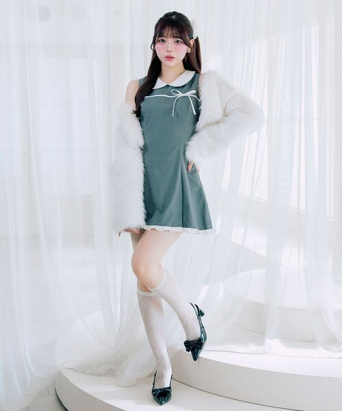 OLIVE des OLIVE（オリーブデオリーブ）の「【Belle Charme】Pure Ribbon Mini Dress（ドレス・レディース・ブラック/トップグレー・FREE）」の13枚目の写真