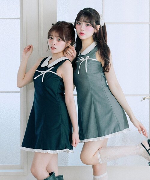 OLIVE des OLIVE（オリーブデオリーブ）の「【Belle Charme】Pure Ribbon Mini Dress（ドレス・レディース・ブラック/トップグレー・FREE）」の15枚目の写真