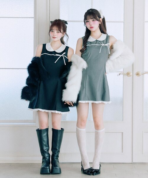 OLIVE des OLIVE（オリーブデオリーブ）の「【Belle Charme】Pure Ribbon Mini Dress（ドレス・レディース・ブラック/トップグレー・FREE）」の18枚目の写真