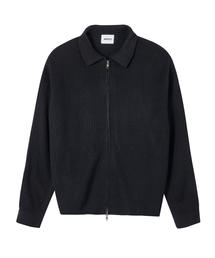 AKECII（アケシ）の「デンシングカラー ニットジップアップ_ブラック（カーディガン/ボレロ）」