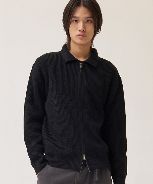 AKECII(アケシ)の「デンシングカラー ニットジップアップ_ブラック(カーディガン/ボレロ・メンズ・その他・ONE SIZE)」の3枚目の写真