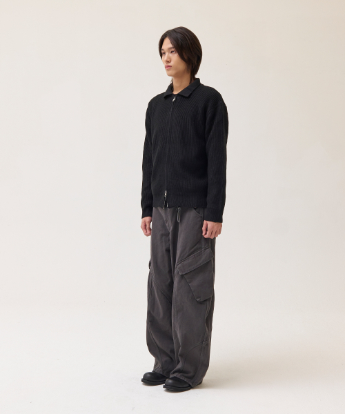 AKECII(アケシ)の「デンシングカラー ニットジップアップ_ブラック(カーディガン/ボレロ・メンズ・その他・ONE SIZE)」の5枚目の写真