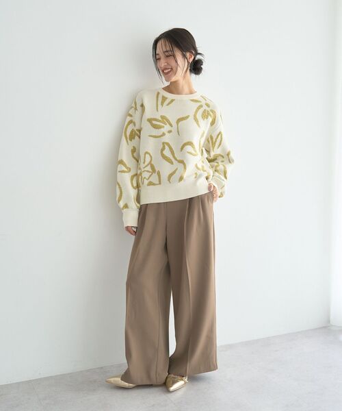 YECCA VECCA(イェッカヴェッカ)の「アート柄ふくれジャガードニット(ニット/セーター・レディース・ネイビー/ブラック/アイボリー・FREE)」の17枚目の写真