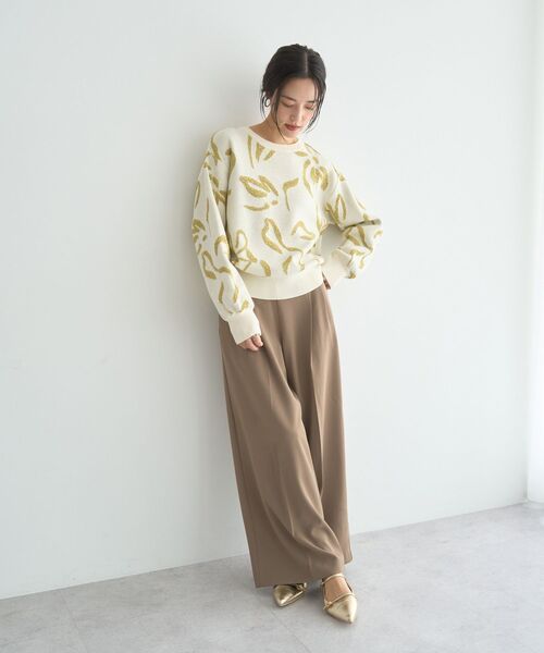 YECCA VECCA(イェッカヴェッカ)の「アート柄ふくれジャガードニット(ニット/セーター・レディース・ネイビー/ブラック/アイボリー・FREE)」の18枚目の写真