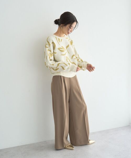 YECCA VECCA(イェッカヴェッカ)の「アート柄ふくれジャガードニット(ニット/セーター・レディース・ネイビー/ブラック/アイボリー・FREE)」の19枚目の写真