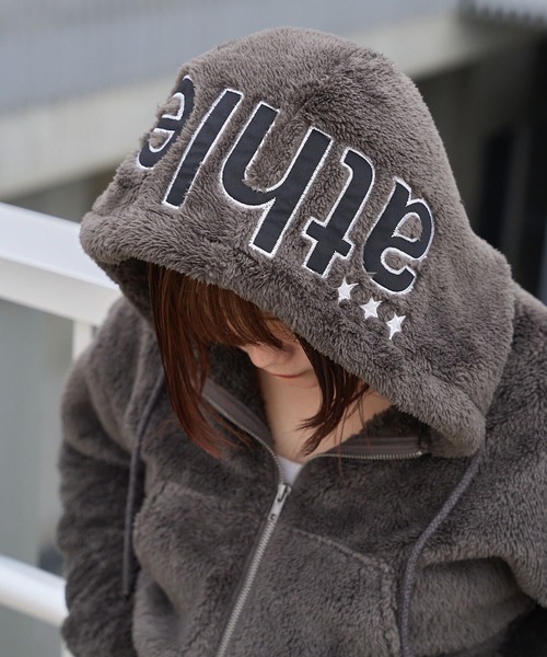 ATHLETA（アスレタ）の「［ athleta ］シェルパフリースジップアップフーディ（パーカー・レディース・ブラック系/チャコール/ネイビー/ホワイト/グレー系/ネイビー系/ホワイト系・2/1）」の9枚目の写真