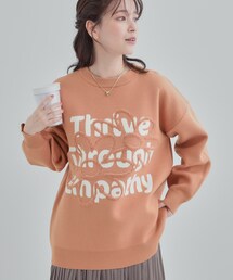 SHOO・LA・RUE | 【体型カバー】ちくちくしにくい お花ロゴジャカードスウェットライクニット(ニット/セーター)
