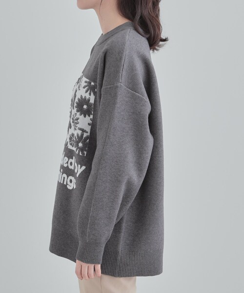 SHOO・LA・RUE（シューラルー）の「【体型カバー】ちくちくしにくい お花ロゴジャカードスウェットライクニット（ニット/セーター・レディース・オレンジ系1/ブルー系6/チャコールグレー/ホワイト系3・00）」の22枚目の写真