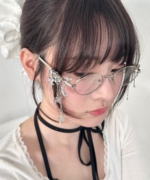 Loueme | キラキラチャームメタルフレームオーバルメガネ(メガネ)