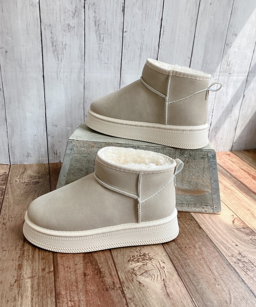 Noubel Voug Relax(ヌーベルヴォーグリラックス)の「厚底 プラットフォーム ミニ丈ムートン風 ショートブーツ(ブーツ・レディース・ブラック/ベージュ・36/37/38/39/40)」の13枚目の写真