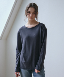 VEM.VER（ベンバー）の「ロウエッジロングスリーブTシャツ_チャコール（Tシャツ/カットソー）」