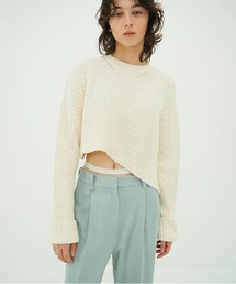 CLANE | ASYMMETRY WIDE SHORT KNIT TOPS(ニット/セーター)