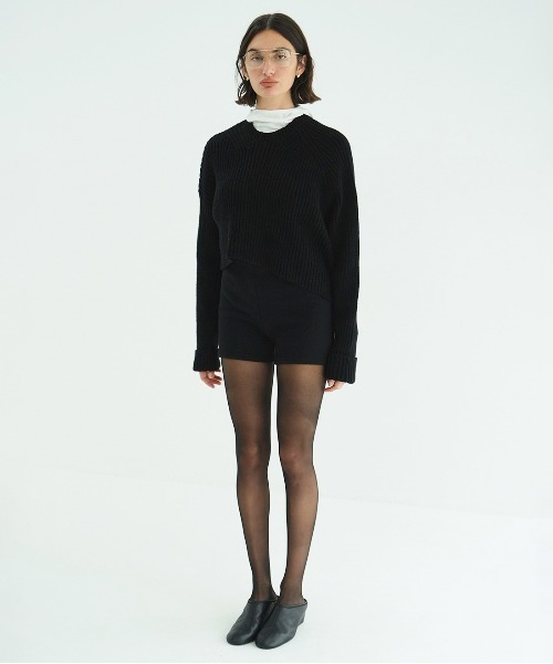 CLANE（クラネ）の「ASYMMETRY WIDE SHORT KNIT TOPS（ニット/セーター・レディース・レッド/ブラック/アイボリー・1/2）」の7枚目の写真