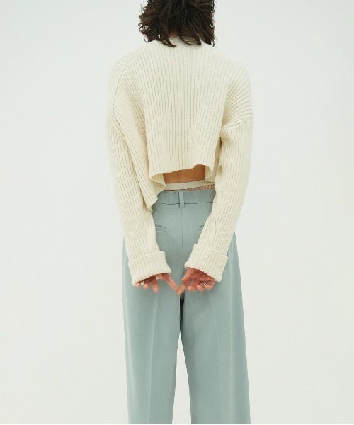 CLANE（クラネ）の「ASYMMETRY WIDE SHORT KNIT TOPS（ニット/セーター・レディース・レッド/ブラック/アイボリー・1/2）」の13枚目の写真