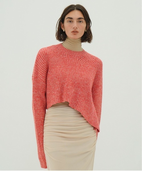 CLANE（クラネ）の「ASYMMETRY WIDE SHORT KNIT TOPS（ニット/セーター・レディース・レッド/ブラック/アイボリー・1/2）」の17枚目の写真