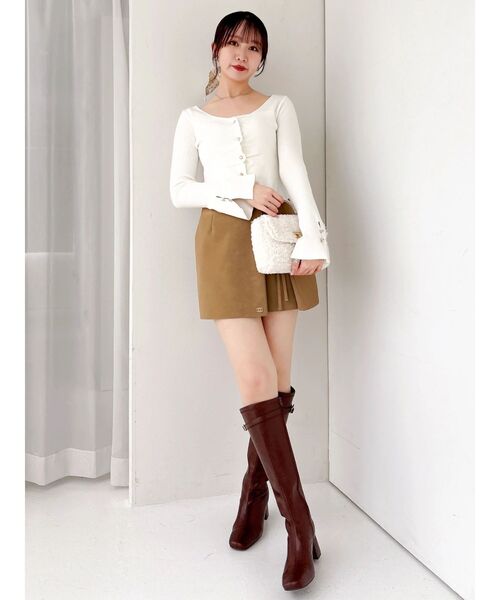 dazzlin（ダズリン）の「カーデカスケードトップス（ニット/セーター・レディース・ピンク/レッド/ミント/ブラック/オフホワイト・FREE）」の6枚目の写真