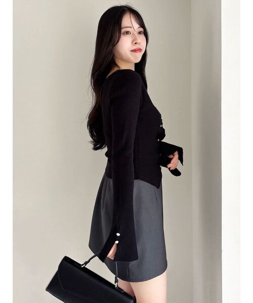 dazzlin（ダズリン）の「カーデカスケードトップス（ニット/セーター・レディース・ピンク/レッド/ミント/ブラック/オフホワイト・FREE）」の8枚目の写真